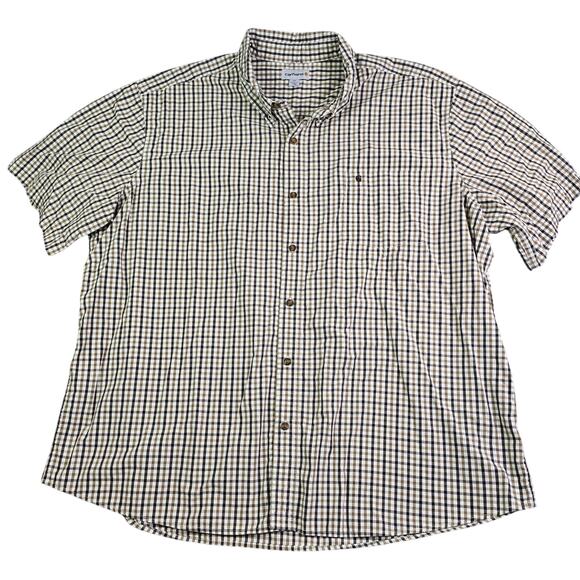 Carhartt Gingham Plaid Button Front Shirt Men's 4XL Brown Workwear Western Farm - Picture 1 of 7